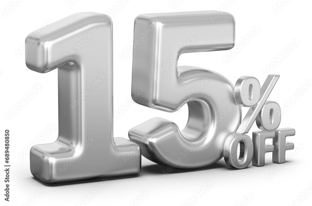 Special 15 Percent Off Sale - Silver 3d Number Percent Off Special 15 Percent Off Sale - Silver 3d Number Percent Off