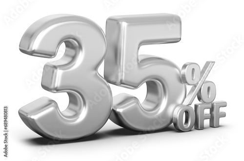 Special 35 Percent Off Sale - Silver 3d Number Percent Off