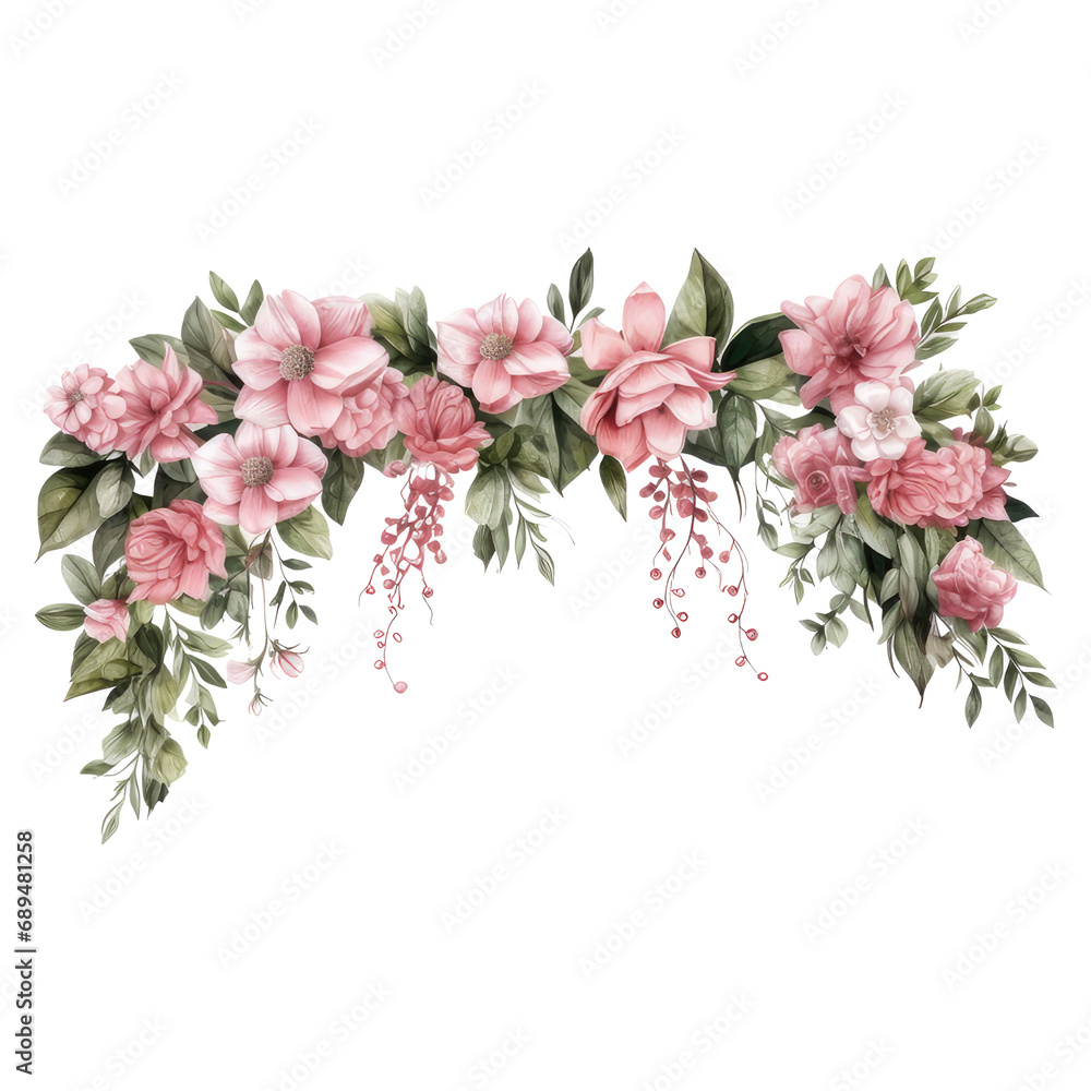 Pink flower wreath at a wedding