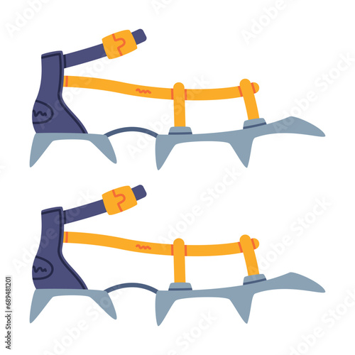 Shoe Sharp Spikes as Climbing Equipment Vector Illustration