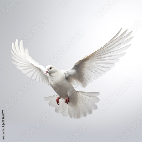 Graceful White Dove in Flight