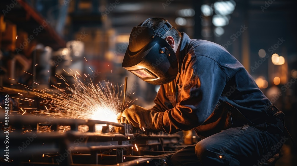 skilled workers engaged in welding in factory skilled workers engaged in welding in factory