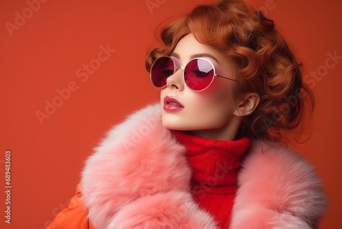 a woman wearing sunglasses and a fur coat