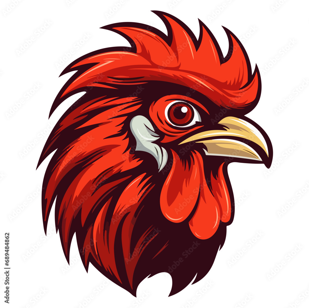 Chicken Rooster head mascot logo illustration, generative ai Chicken Rooster head mascot logo illustration, generative ai