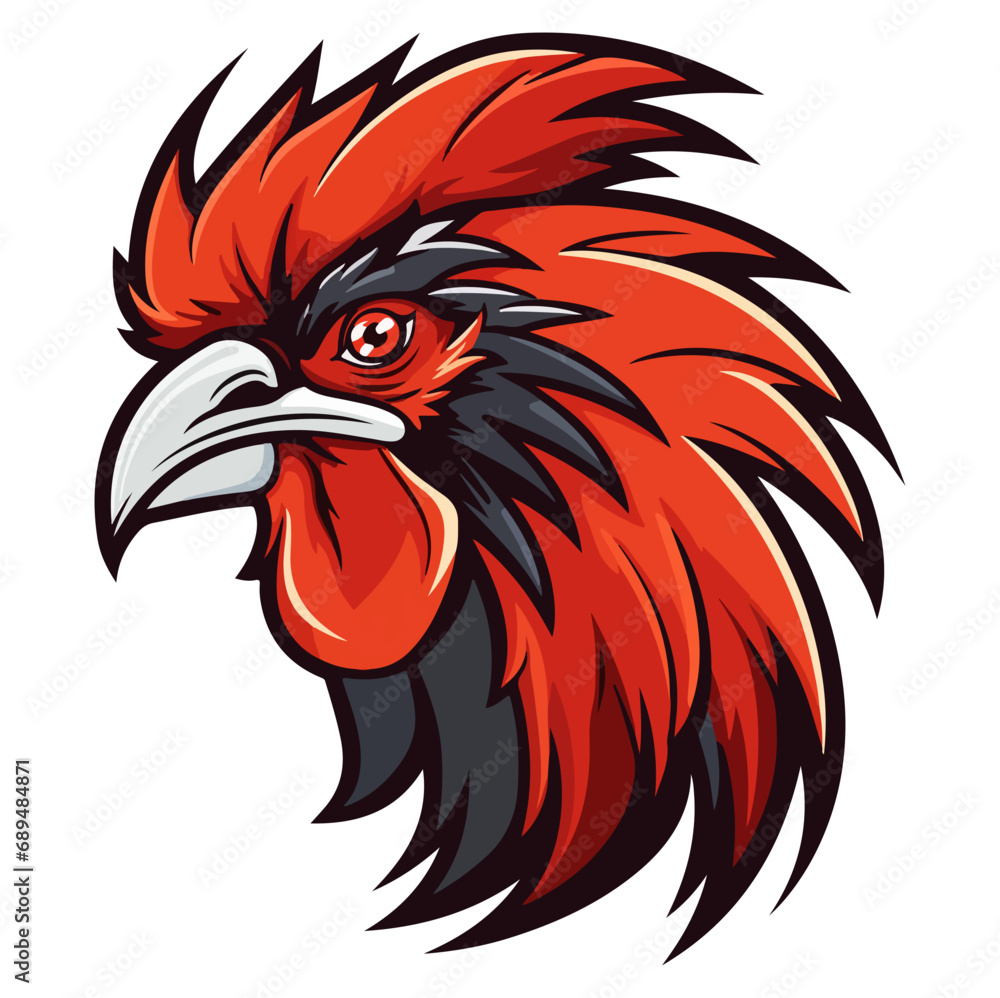 Chicken Rooster head mascot logo illustration, generative ai Chicken Rooster head mascot logo illustration, generative ai