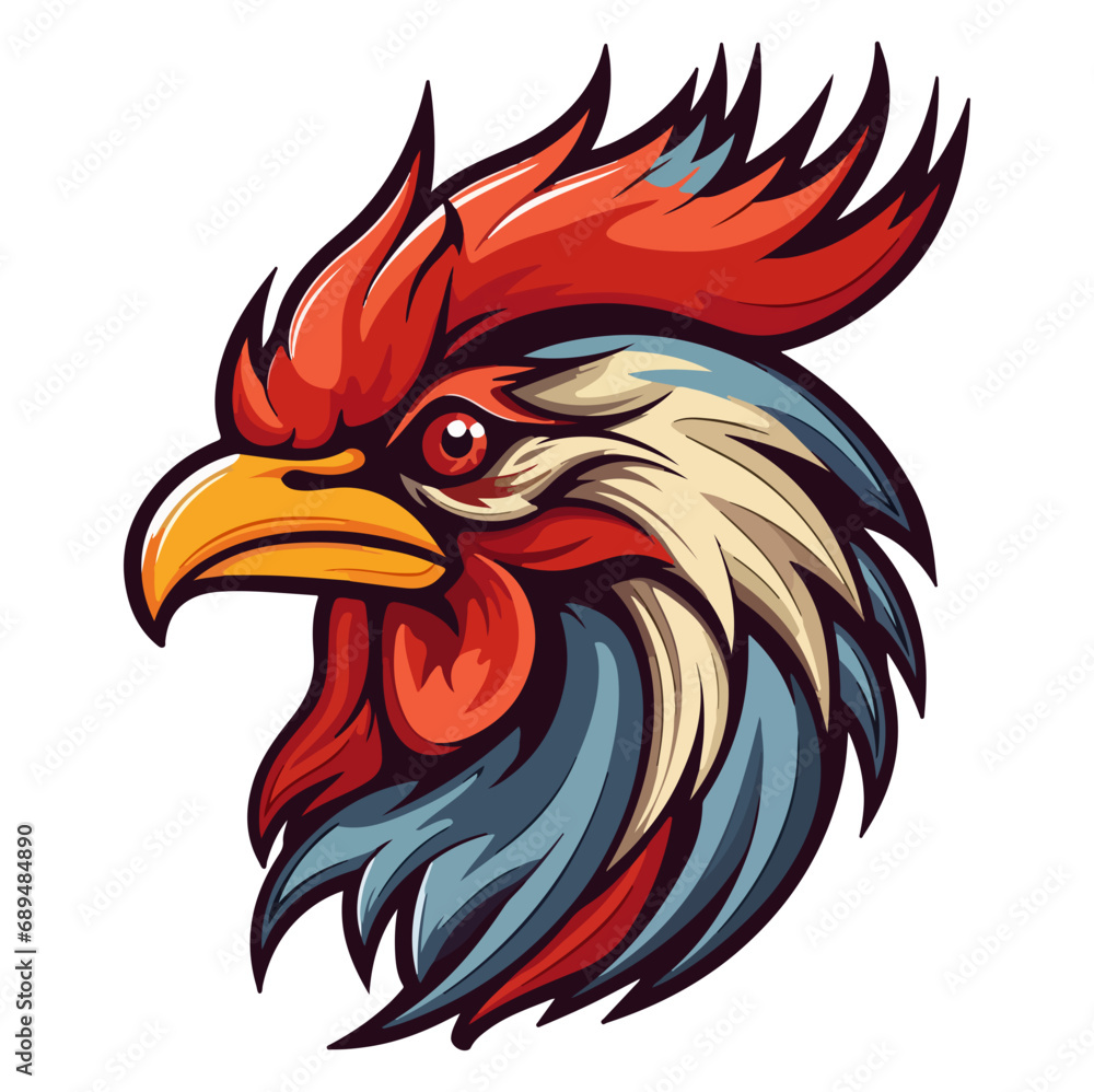 Chicken Rooster head mascot logo illustration, generative ai Chicken Rooster head mascot logo illustration, generative ai