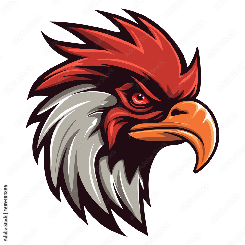 Chicken Rooster head mascot logo illustration, generative ai Chicken Rooster head mascot logo illustration, generative ai