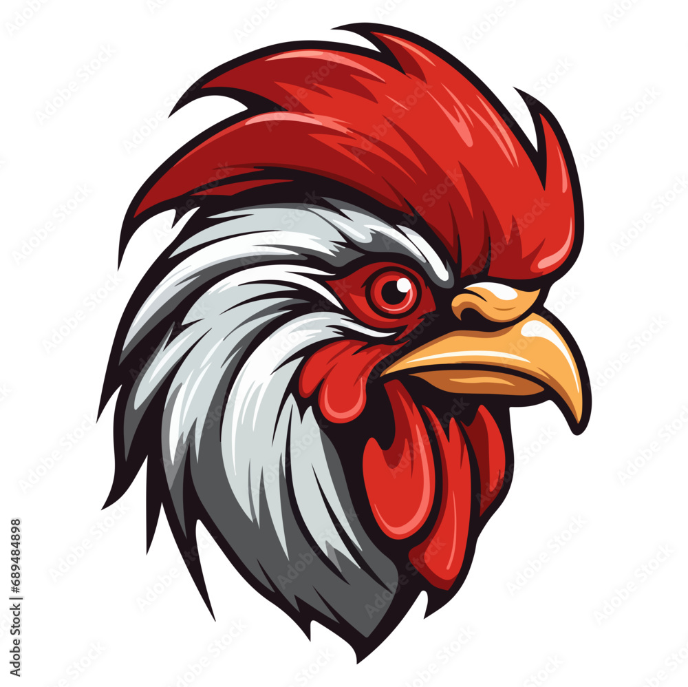 Chicken Rooster head mascot logo illustration, generative ai