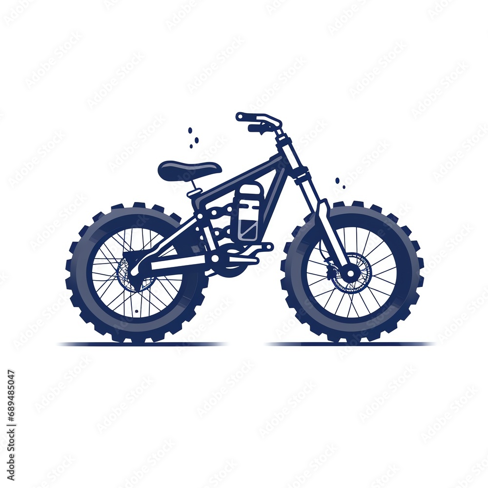 a blue and white illustration of a bike
