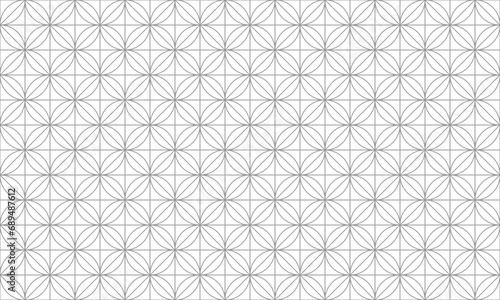 Grey outline circle abstract geometric seamless pattern. Vector Repeating Texture.