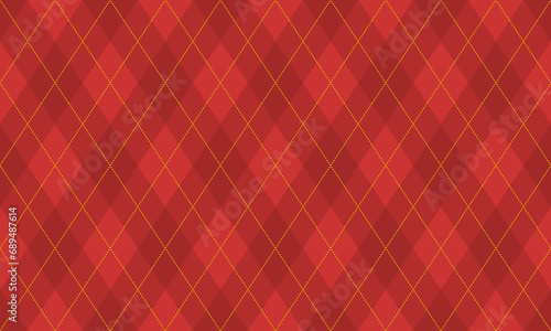 Christmas argyle seamless pattern with red diamond shapes. Argyle Pattern. Vector Repeating Textures.