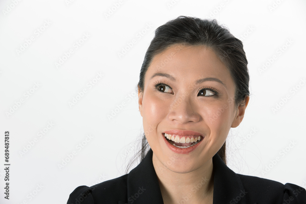 Asian Business woman looking up. Asian Business woman looking up.