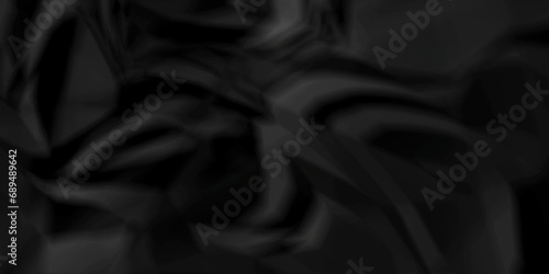 Dark black craft wrinkly paper crumpled texture. black fabric textured crumpled grunge paper background. panorama black paper texture background, crumpled pattern texture background.