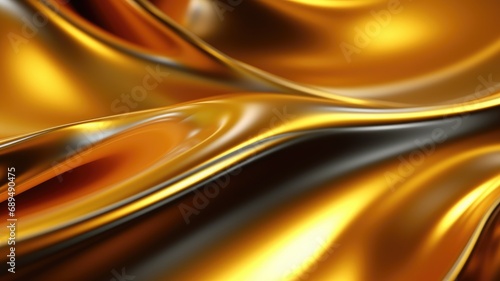 The close up of a glossy metal surface in gold color with a soft focus. Generative AI AIG30. generative AI