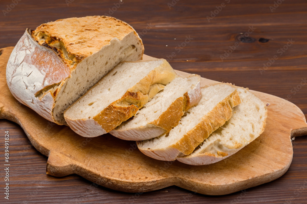 Artisan bread on wooden table