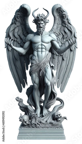 statue of demon with wings