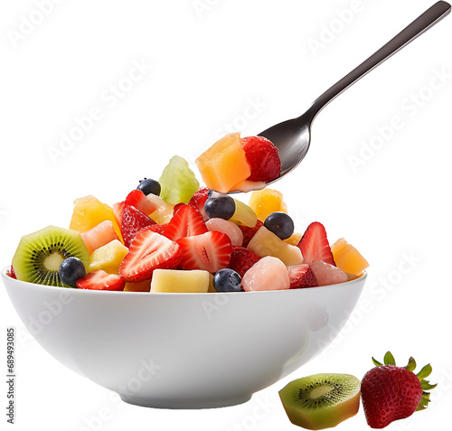 fruit salad in a bowl isolated 