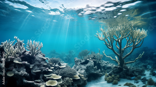 Underwater photograph displaying beautiful coral reefs