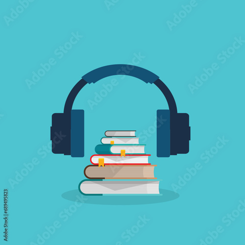 Audio book. Vector illustration of audio books concept.