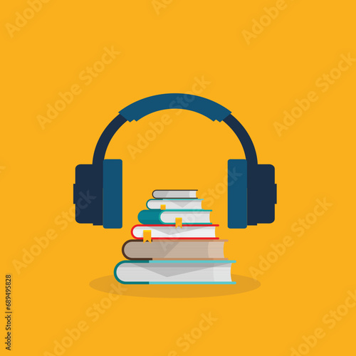 Audio book. Vector illustration of audio books concept.