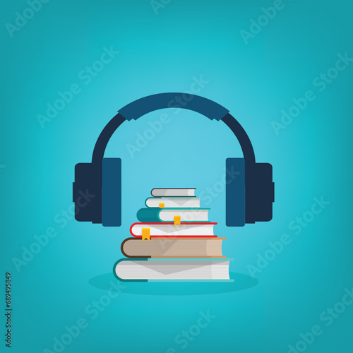 Audio book. Vector illustration of audio books concept.
