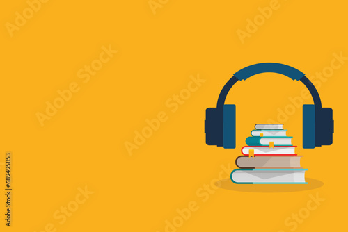 Audio book. Vector illustration of audio books concept.