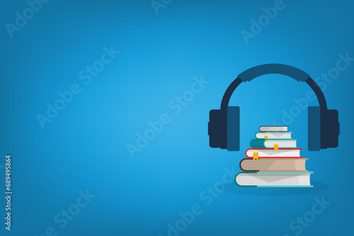 Audio book. Vector illustration of audio books concept.