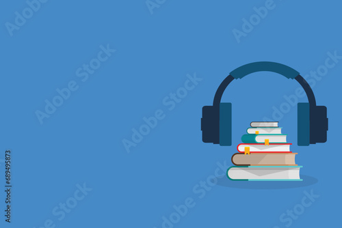 Audio book. Vector illustration of audio books concept.