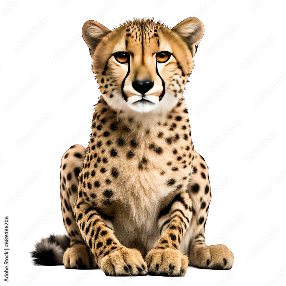 Cheetah photograph isolated on white background Cheetah photograph isolated on white background