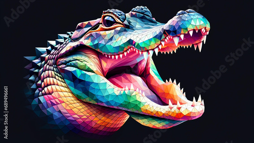 Colorful Polygonal Crocodile. Type P - Generated by AI
