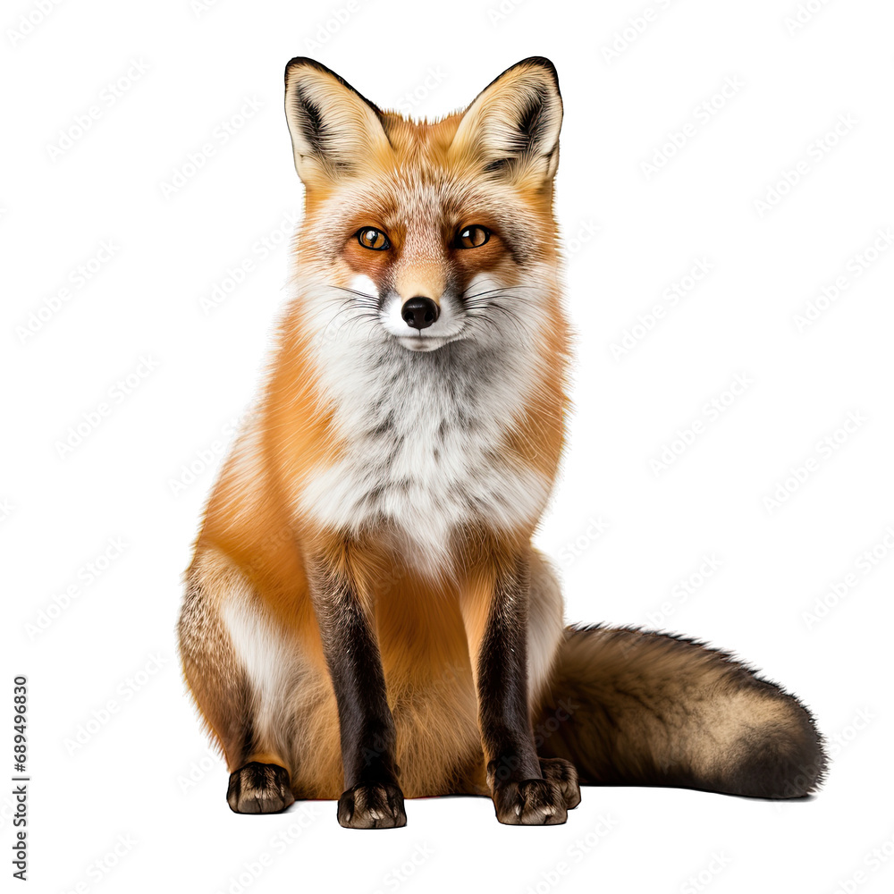 Fox photograph isolated on white background