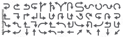 Way direction arrow sign set. Road sign direction icon big collection. Driving directions point symbols.