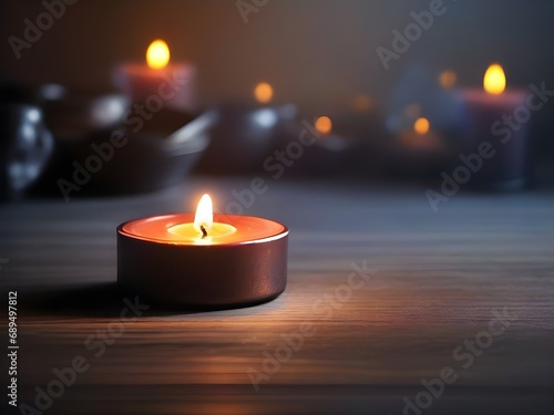 All Saints Day a Christian Holy Day. candle light glowing on table, faith.