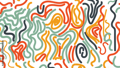 Squiggle shapes. Wavy and swirled brush strokes. seamless pattern