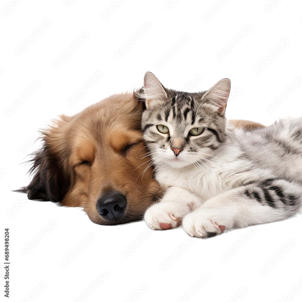Cat and dog Sleeping Together Cat and dog Sleeping Together