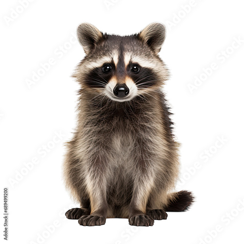 Raccoon photograph isolated on white background