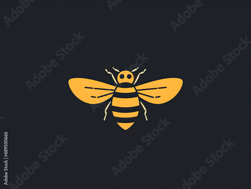 Bee yellow symbol design. Logo fly bee eazy created photo