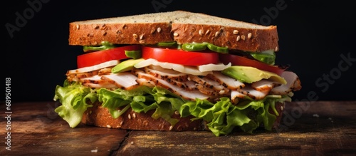 Cheesy, lettuce and tomato-packed turkey sandwich.