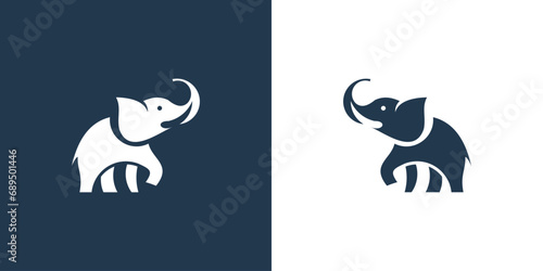 Simple elephant logo design with modern concept| head elephant| premium vector