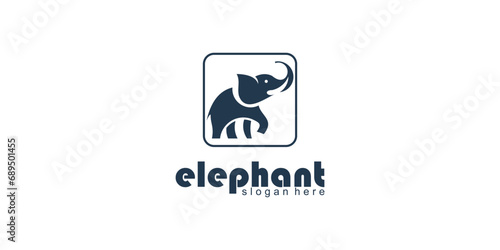 Simple elephant logo design with modern concept| head elephant| premium vector