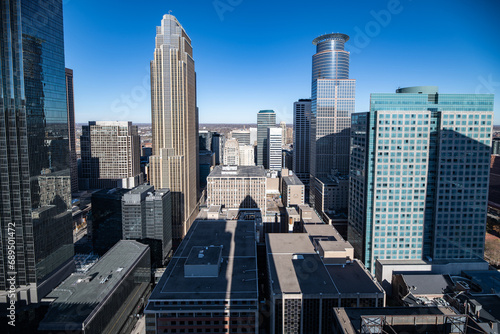 View of Downtown Minneapolis on a clear day from the Foshay Building observation deck