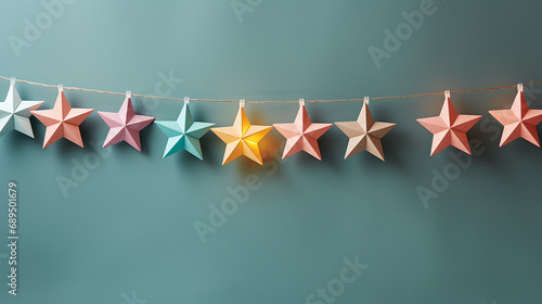 AI art colorful star garland background カラフルな星のガーランドの背景