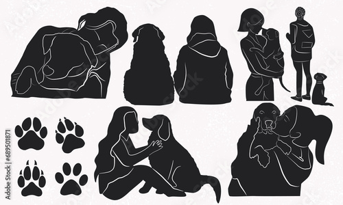Dog Mom Silhouette | Illustration | Dog Mom | Dog Lover | Cute Dog Vector