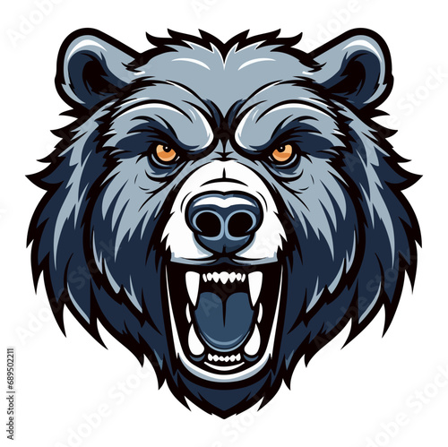 Bear head mascot logo illustration, generative ai