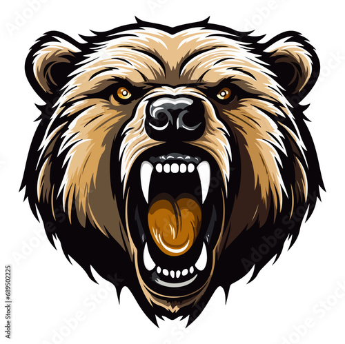 Bear head mascot logo illustration, generative ai