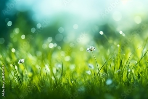 art abstract spring background or summer background with fresh grass. generative ai.