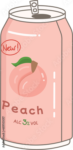 Canned soda peach flavored drink