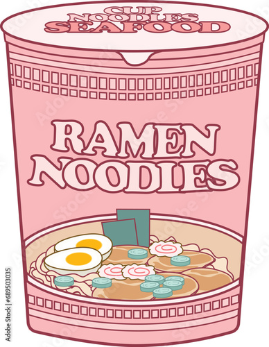Cup noodles cute illustration