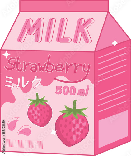 Strawberry milk carton box flavored drink