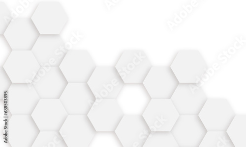 Fototapeta Naklejka Na Ścianę i Meble -  Abstract white and gray hexagon technology lines background. Abstract white and grey color hexagonal geometric background with copy space. Abstract white lines background.